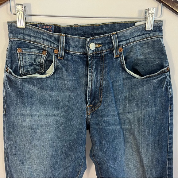 Lucky Brand Blue Denim Jeans Womens Size 28 Bootleg Worn-In Detailed Pockets - Picture 2 of 6